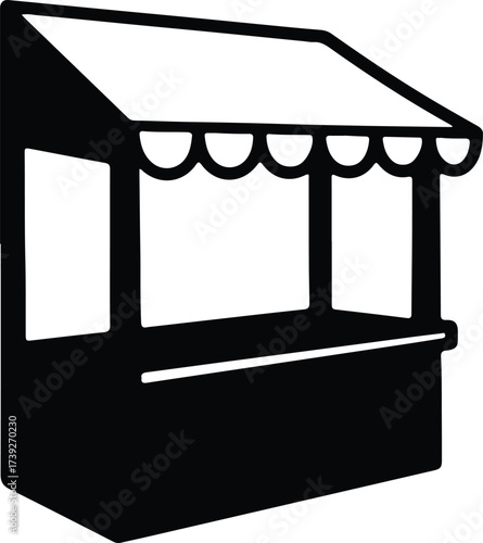 Vector silhouette market stall shop kiosk design illustration