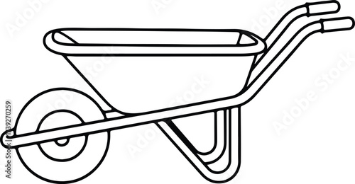 Vector silhouette of a black and white wheelbarrow illustration