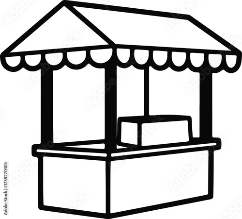 Vector silhouette of a market stall booth stand illustration
