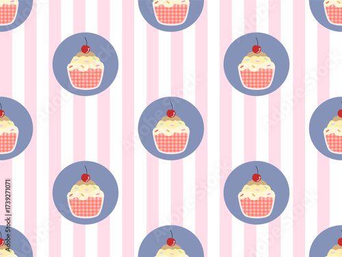 easter seamless pattern with cupcakes 