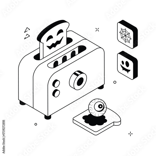 Well designed isometric illustration of halloween toast in modern style