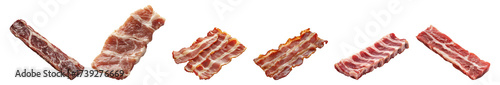 Freshly Sliced Bacon Strips on a Transparent Background for Cooking Isolated Transparent Background
