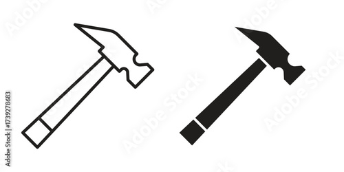 Hammer icon simple vector symbol