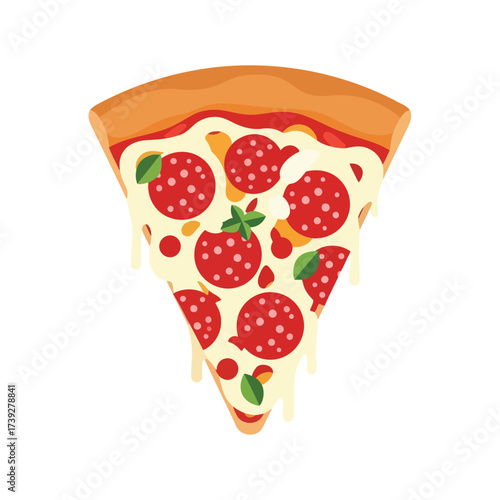 Delicious pepperoni pizza slice with melting cheese and fresh basil, perfect for food lovers craving tasty Italian flavors