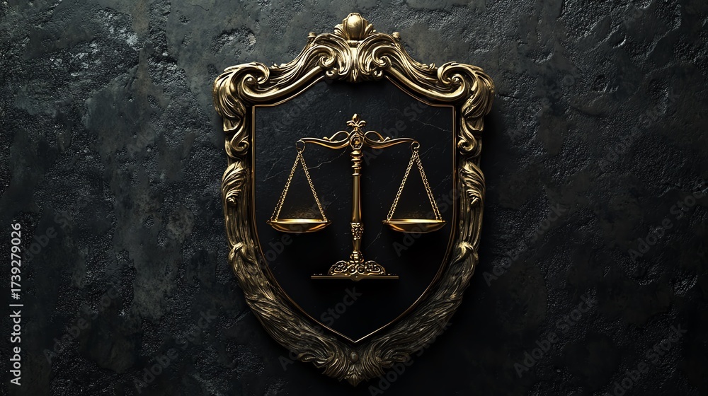 Fototapeta premium Symbol of justice and fairness on dark background.
