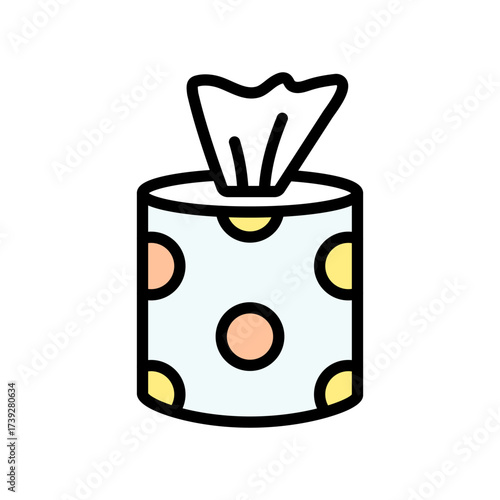 Tissue box symbol. Baby wipe color icon. Wet wipes package icon. Antibacterial wet wipes tissue illustration on white background.