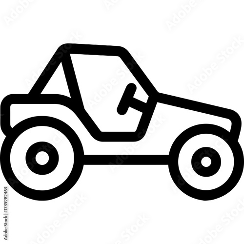 Minimalistic dune buggy icon with clean lines
