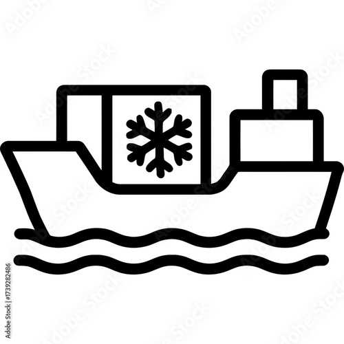 Minimalistic reefer ship icon design