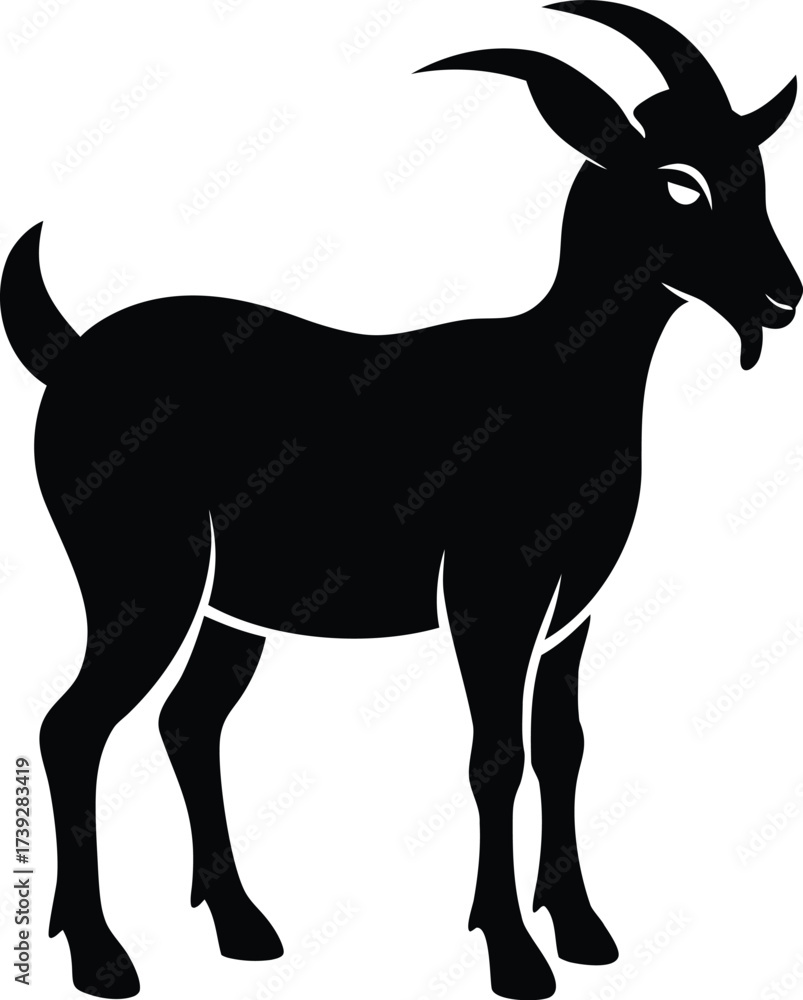 Obraz premium Cute black goat silhouette vector illustration on a white background for nature and wildlife projects