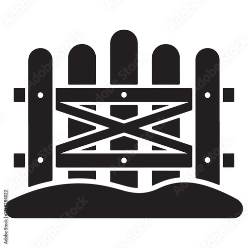 Rustic Wooden Gate Silhouette with Cross Bracing and Ground