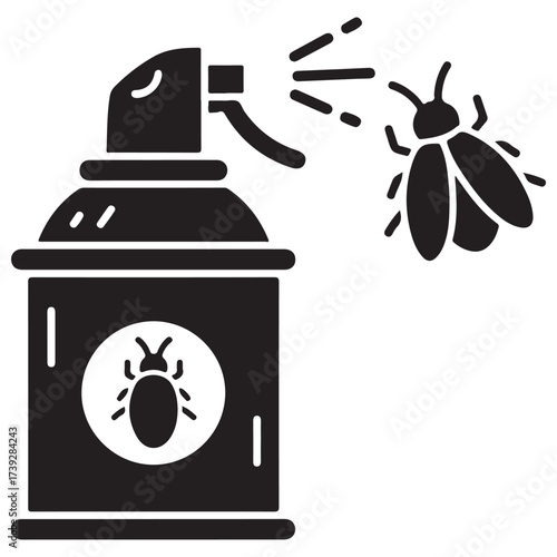 Pest Control Spray Can and Flying Insect Icon