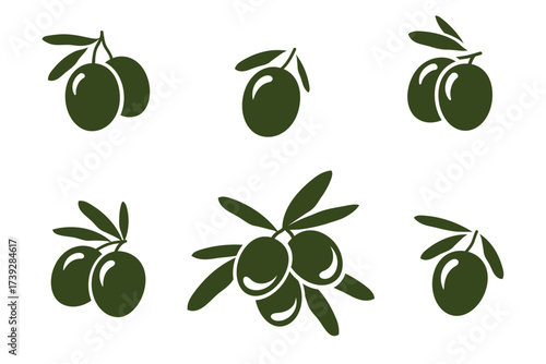 Food vegetarian set of hand drawn olive branches