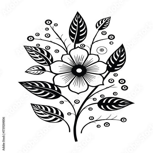 Vintage Floral Black and White Shape