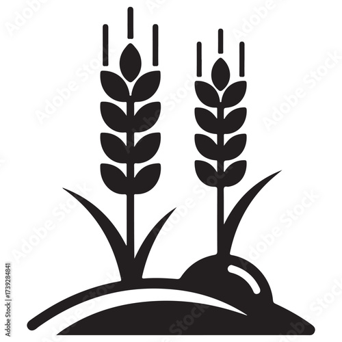 Stylized Grain Crops Growing from Earth