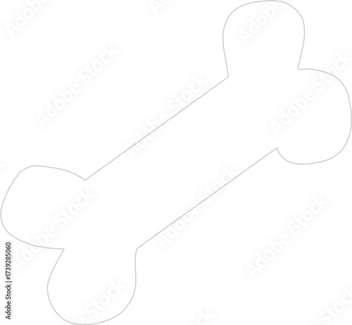 Simple white line art illustration of classic dog bone treat. An iconic symbol for pet food or skeletal anatomy, isolated on background