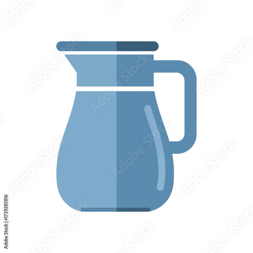 Modern light blue pitcher illustration for summer refreshment or kitchen design projects for a clean, simple aesthetic