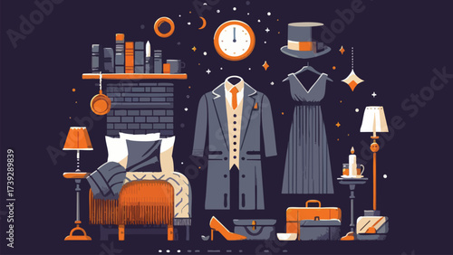A cozy Costume Party in dark grey ambience