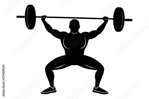 Muscular bodybuilder lifting heavy weights at the gym; a vector illustration of an athlete during strength training