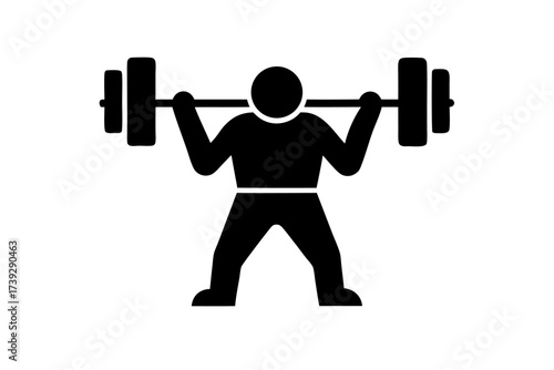 Strong man bodybuilder silhouette lifting a heavy barbell during gym training workout