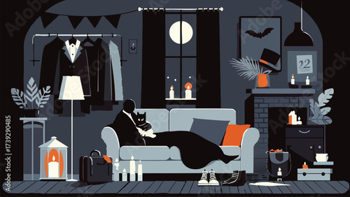 A cozy Costume Party in dark grey ambience