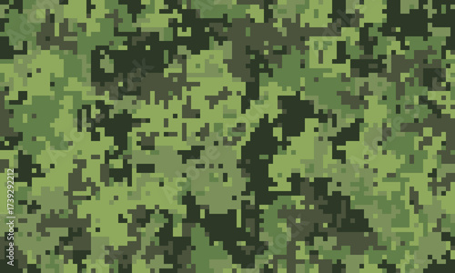 Abstract pixelated camouflage pattern.  Versatile digital texture ideal for backgrounds, website design, or militarythemed projects.  Suggests concealment, strategy, and nature.