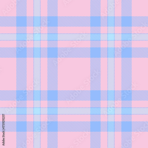 Pastel plaid pattern in pink, blue and lilac. Classic check design for backgrounds, textiles, or print media. Soft colors evoke spring and femininity.