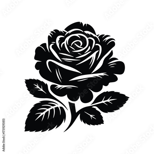 Vintage Rose Black and White Art