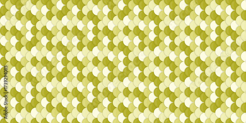 Abstract seamless pattern of overlapping, textured, olive green and cream scales.  Ideal for textile design, website backgrounds, or any project requiring a sophisticated, natureinspired texture.