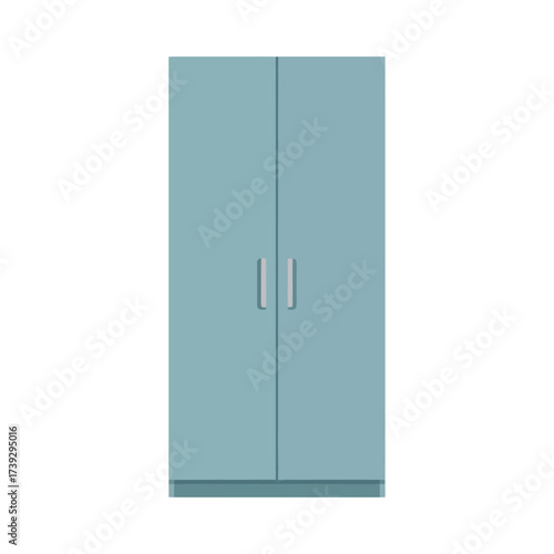 Stylish blue wardrobe with sleek handles for modern bedroom storage solutions and organized living spaces, simple minimalist design