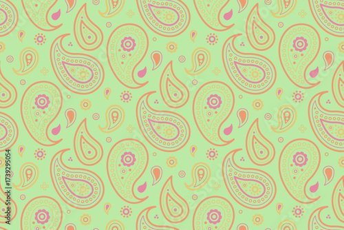 Image retro style a colourful wrapping. Elegant fabric to paisley draw. Persian decor by oriental flowing.