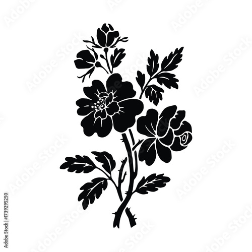 Monochrome Elegant Blooming Flower Vector