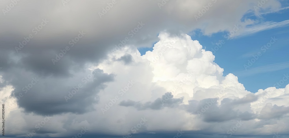 Obraz premium Dense cumulus clouds fill the sky, heavy and grey, cumulus, aerial