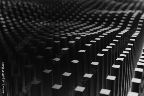 Abstract Dark Wave Grid background, 3d rendering
