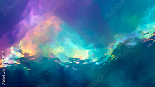 Wallpaper Mural 虹色の水面グラデーションと光に輝く波紋の抽象背景 Torontodigital.ca