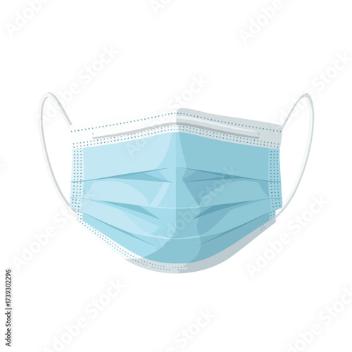 Illustrative surgical mask for health and safety campaigns promoting protection from viruses and infections today