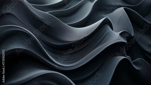 A deep blue fabric drape is set against a background of abstract wave texture