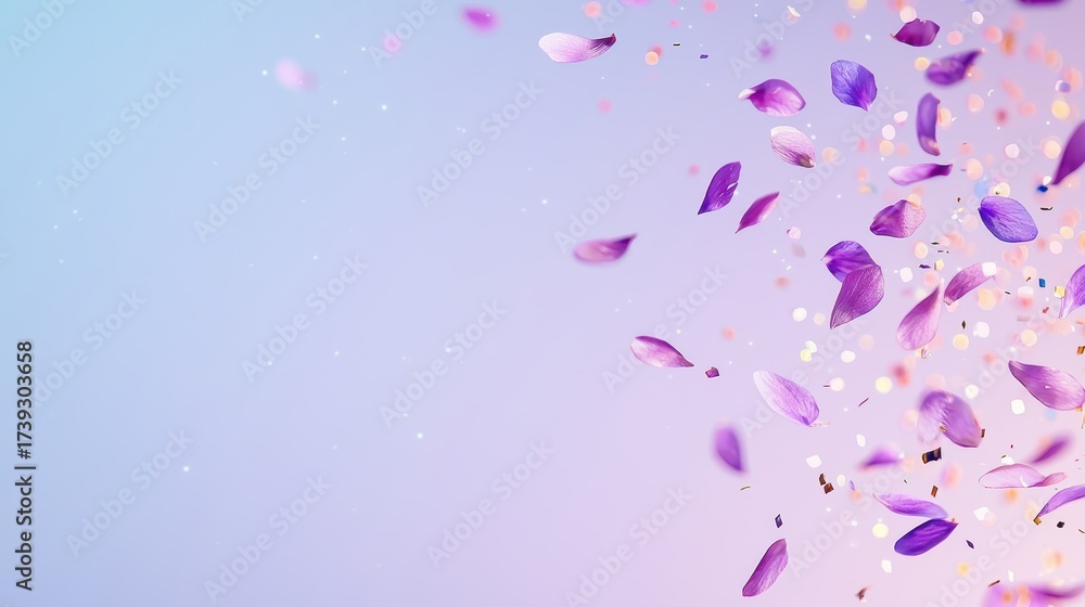 Obraz premium gradient purple background confetti copy space Lavender and purple gradient background with delicate confetti, perfect for feminine or romantic designs