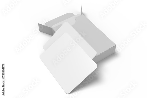 3D Playing cards with box mockup. Blank trading card, cards of poker hand, bet, casino, gambling, board games, game cards, player or greeting card, invitation, credit card and business card isolated