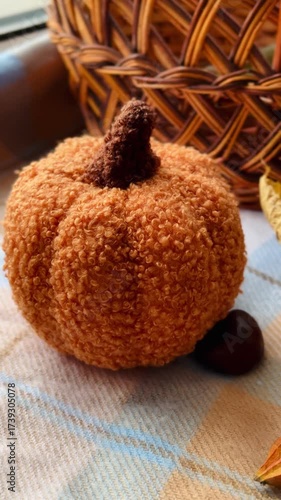 plush knitted pumpkin for decoration