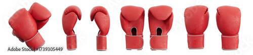 Red boxing gloves isolated on white background. 3D rendering