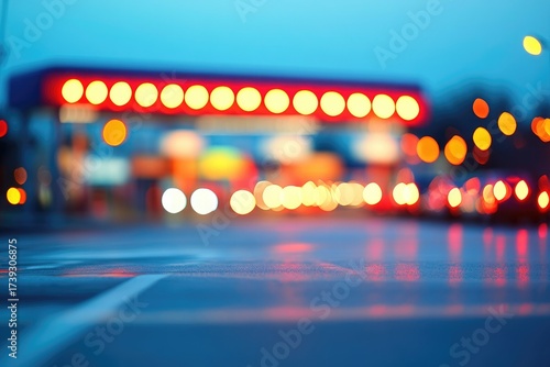 Blurred street lights at night
