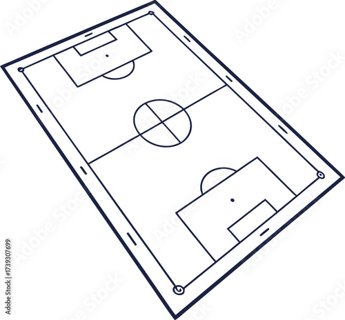 Minimalist top down view of a soccer field with clearly marked lines goals and center circle for sports concepts vector