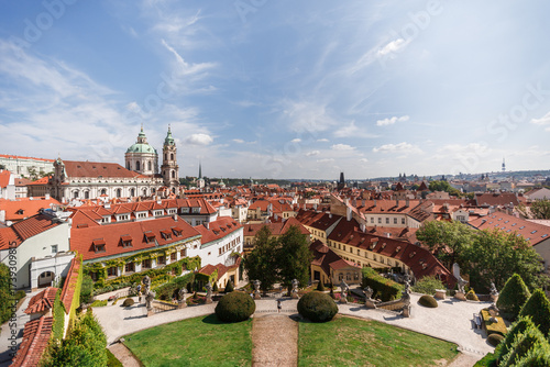view of Prague old town, most beautiful view from historical garden in Prague 
