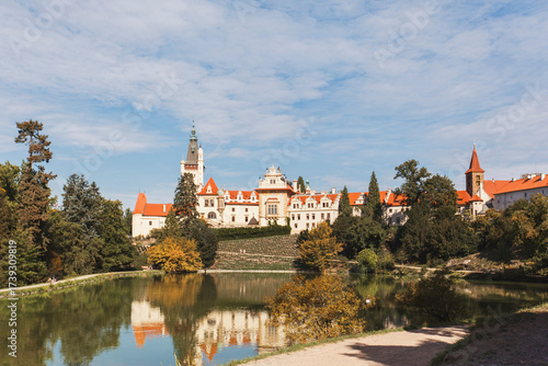 the castle of the old town of the city of the most famous landmark Pruhonice of the czech republic