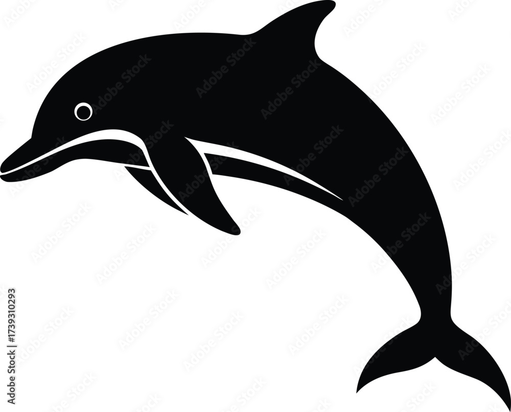 Naklejka premium An isolated blue dolphin vector illustration of a mammal jumping out of the water on a white background