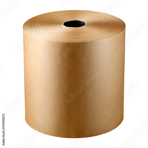 Rolled brown paper with transparent background for packaging and crafts