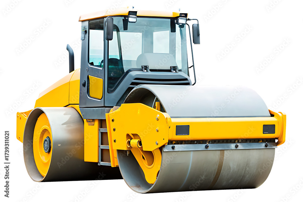 Fototapeta premium road roller isolated on white background, png, ai generated