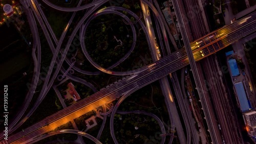 Aerial View Ring Road Highway Interchange Overpass System Shijiazhuang China Urban Infrastructure Timelapse