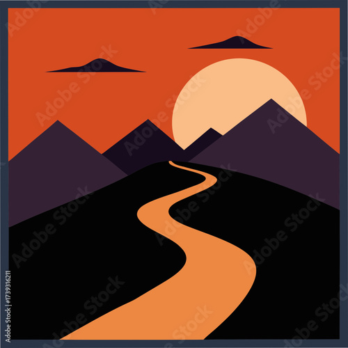 Mountain Road Winding Toward Horizon Scenic View