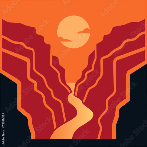 Distinct Canyon Gorge Outline Scenic Nature View